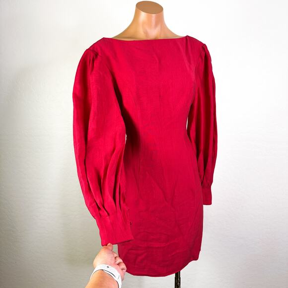 Trina Turk Hiya Bishop Long Sleeve Mini Shift Dress Dragon Fruit Pink Sz 4 NWT - Picture 6 of 12
